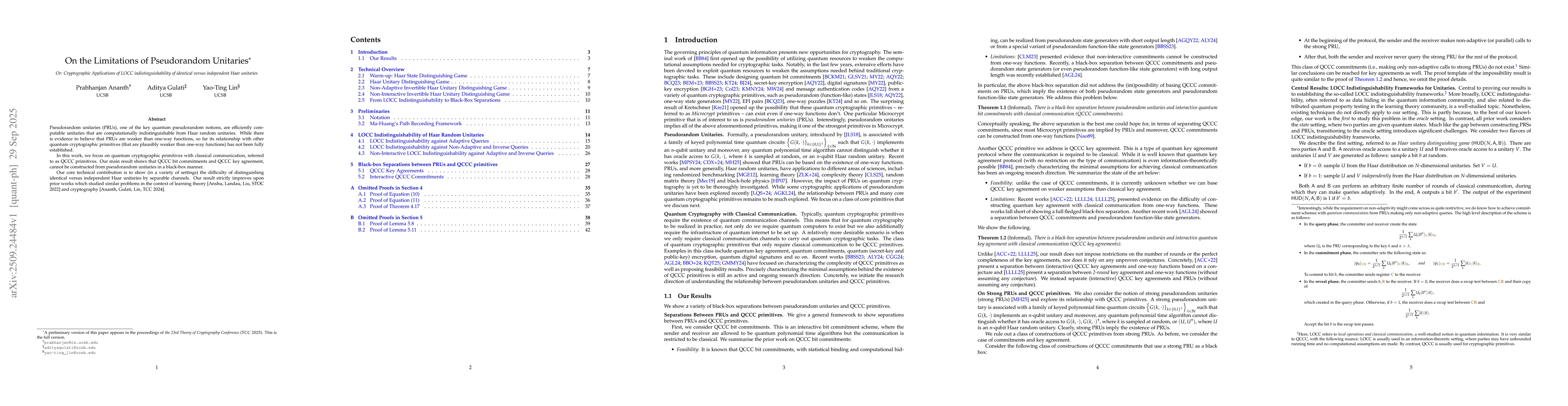 Thumbnail for On the Limitations of Pseudorandom Unitaries