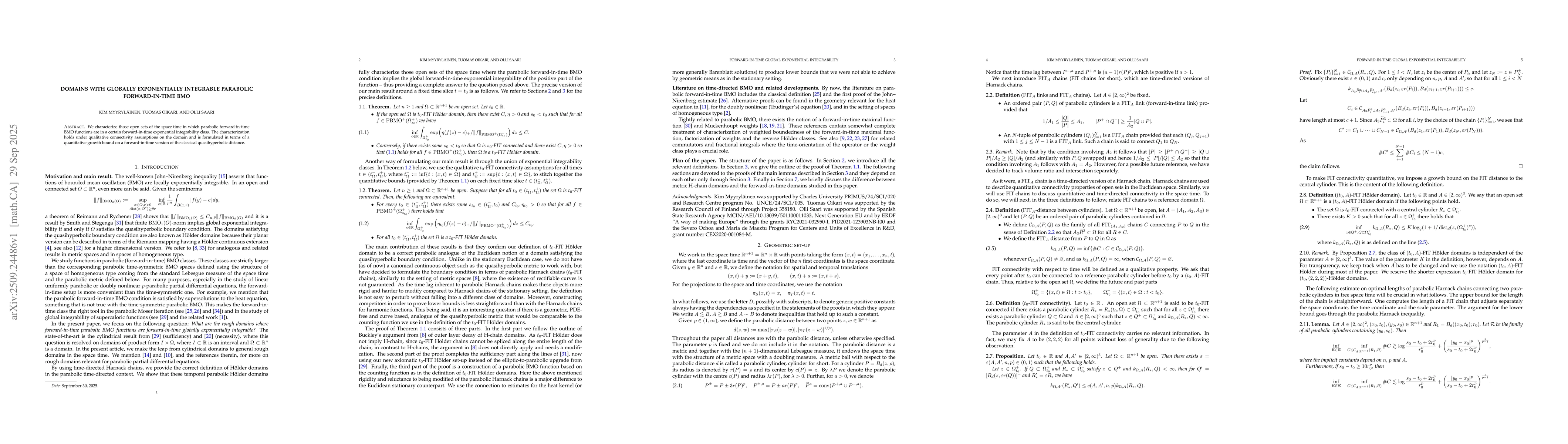 Thumbnail for Domains with globally exponentially integrable parabolic forward-in-time
  BMO