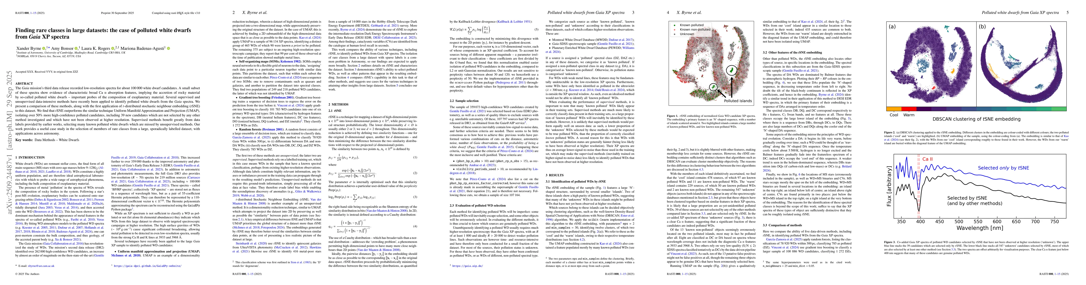 Thumbnail for Finding rare classes in large datasets: the case of polluted white
  dwarfs from Gaia XP spectra