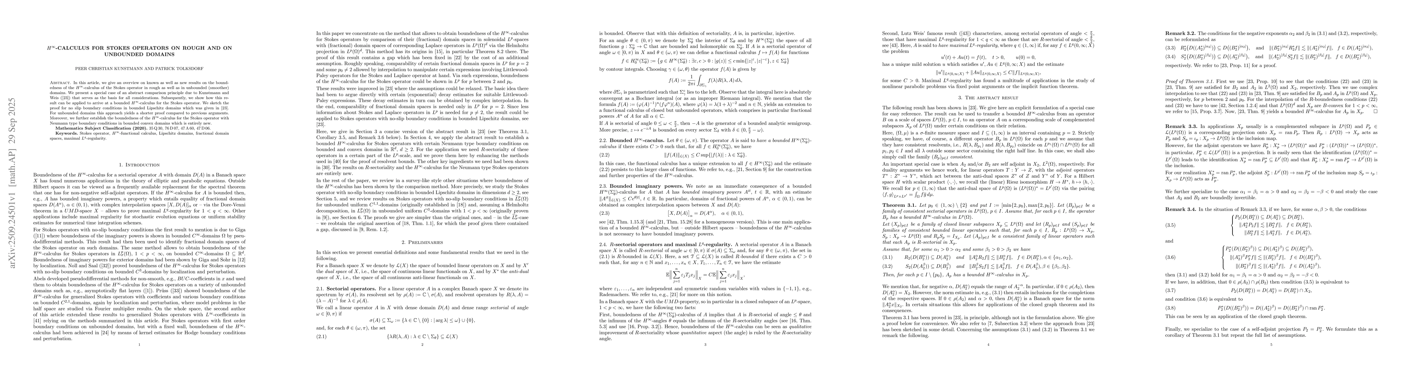 Thumbnail for $H^\infty$-calculus for Stokes operators on rough and on unbounded
  domains