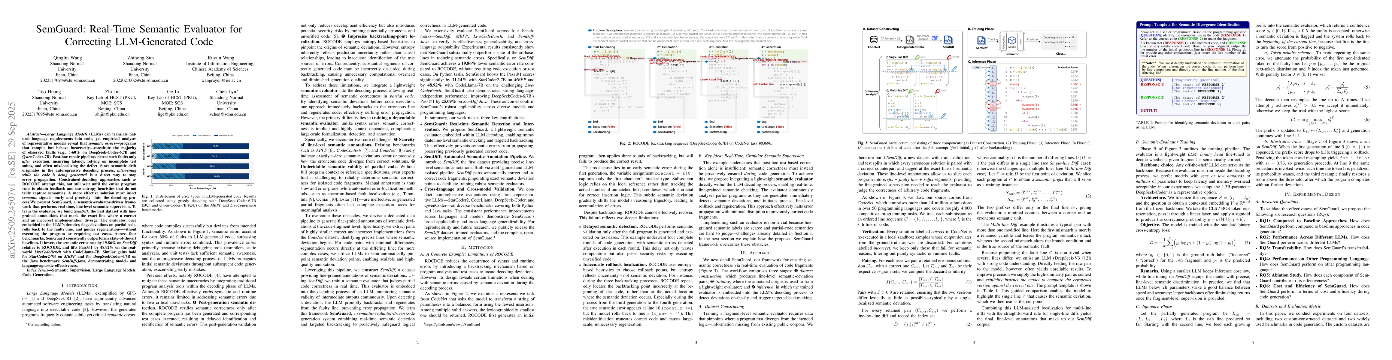 Thumbnail for SemGuard: Real-Time Semantic Evaluator for Correcting LLM-Generated Code