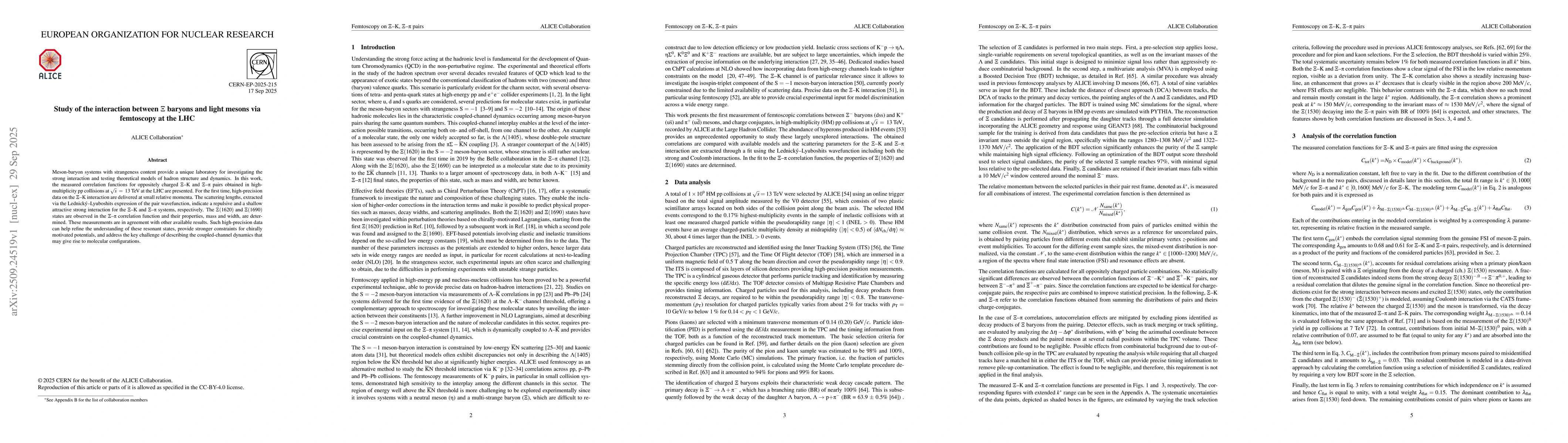 Thumbnail for Study of the interaction between $Ξ$ baryons and light mesons via
  femtoscopy at the LHC