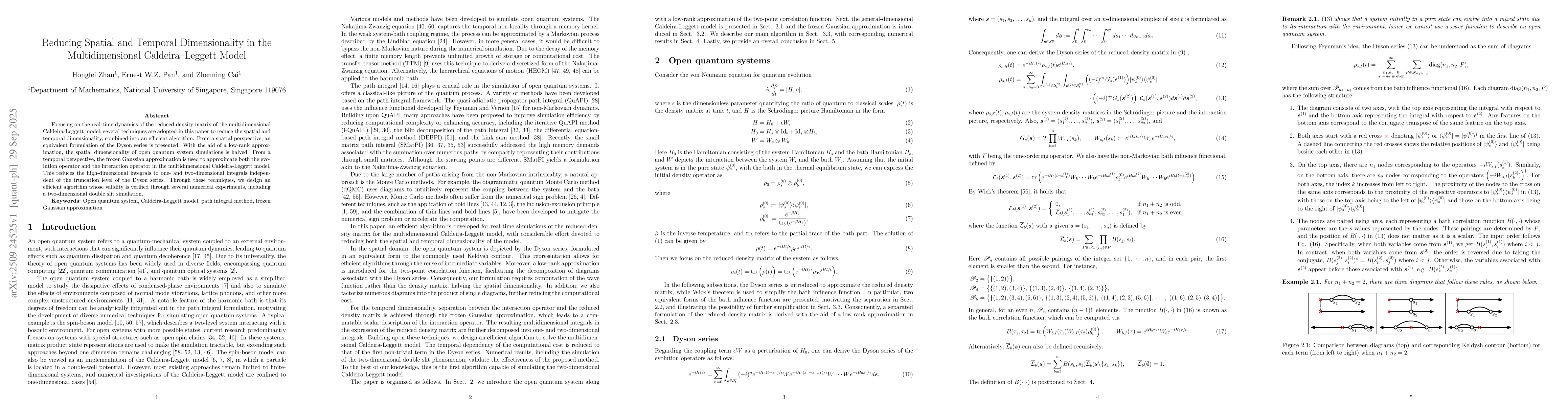 Thumbnail for Reducing Spatial and Temporal Dimensionality in the Multidimensional
  Caldeira-Leggett Model