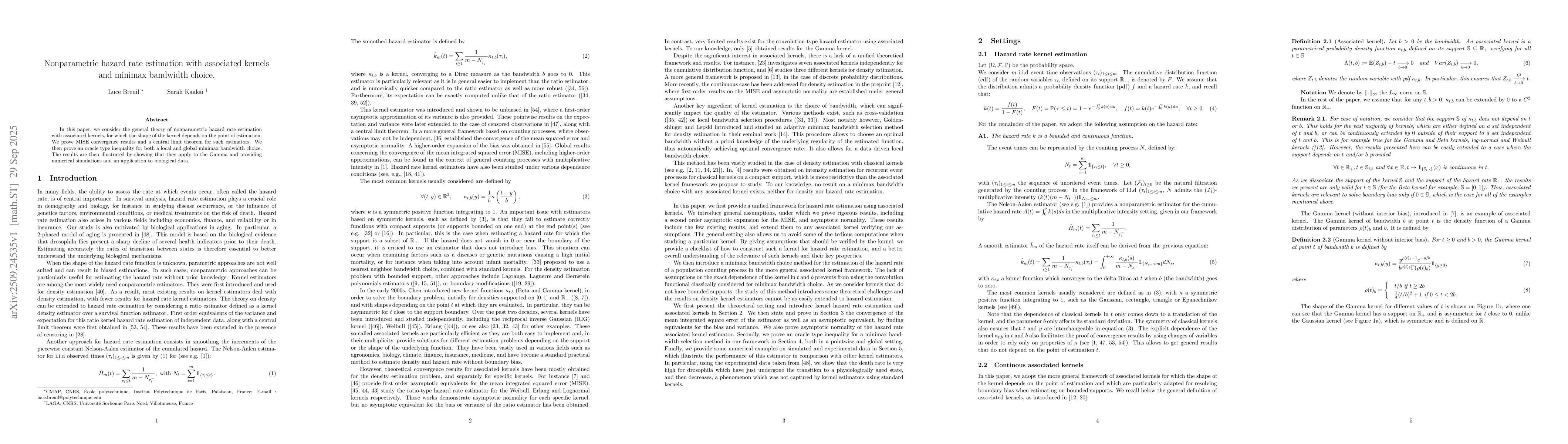Thumbnail for Nonparametric hazard rate estimation with associated kernels and minimax
  bandwidth choice