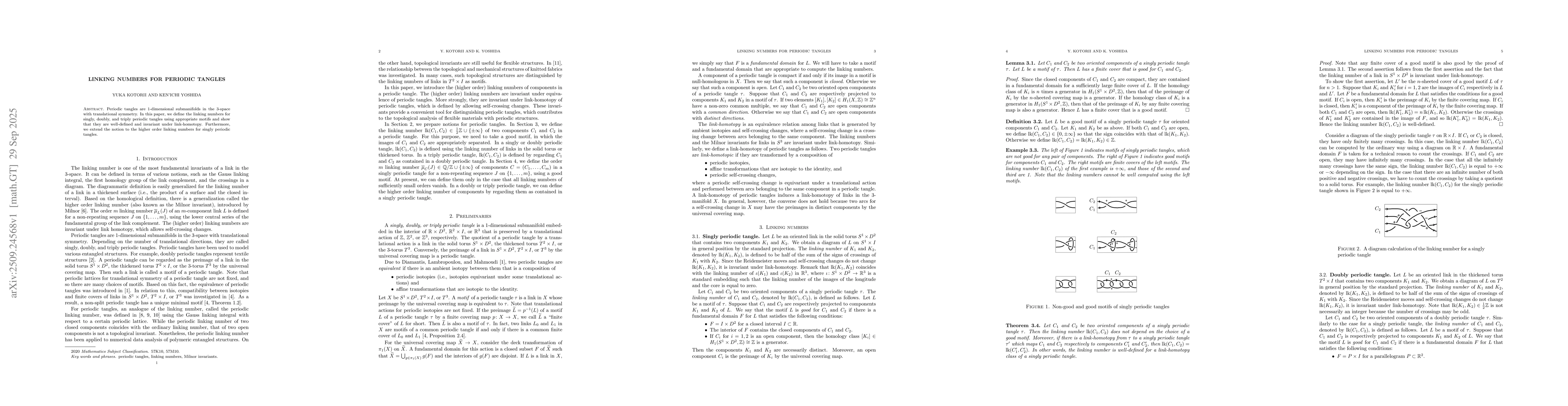 Thumbnail for Linking numbers for periodic tangles