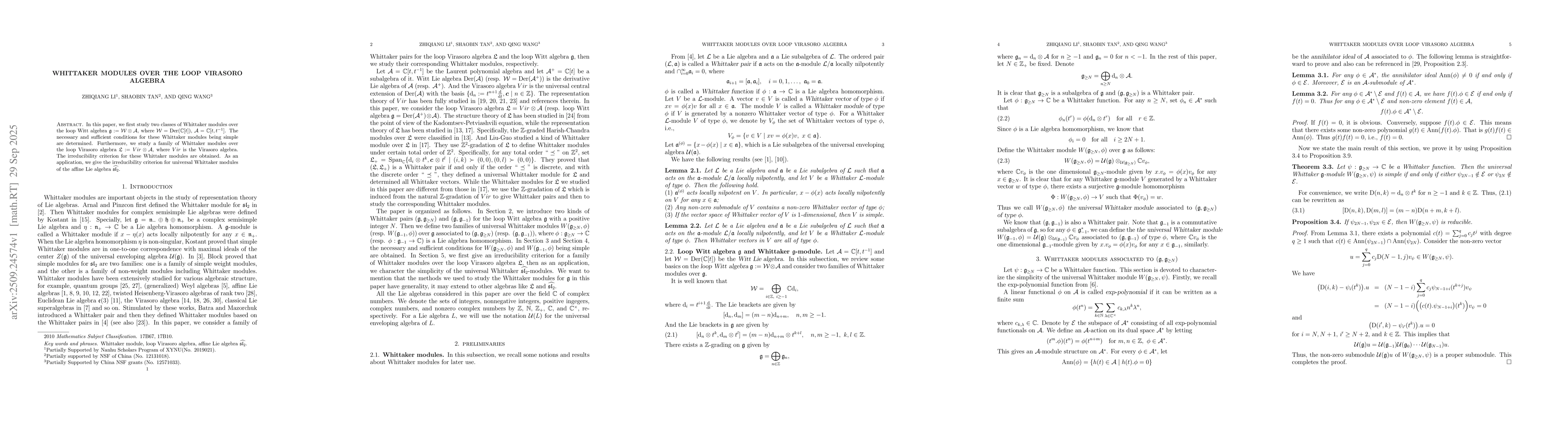Thumbnail for Whittaker modules over the loop Virasoro algebra