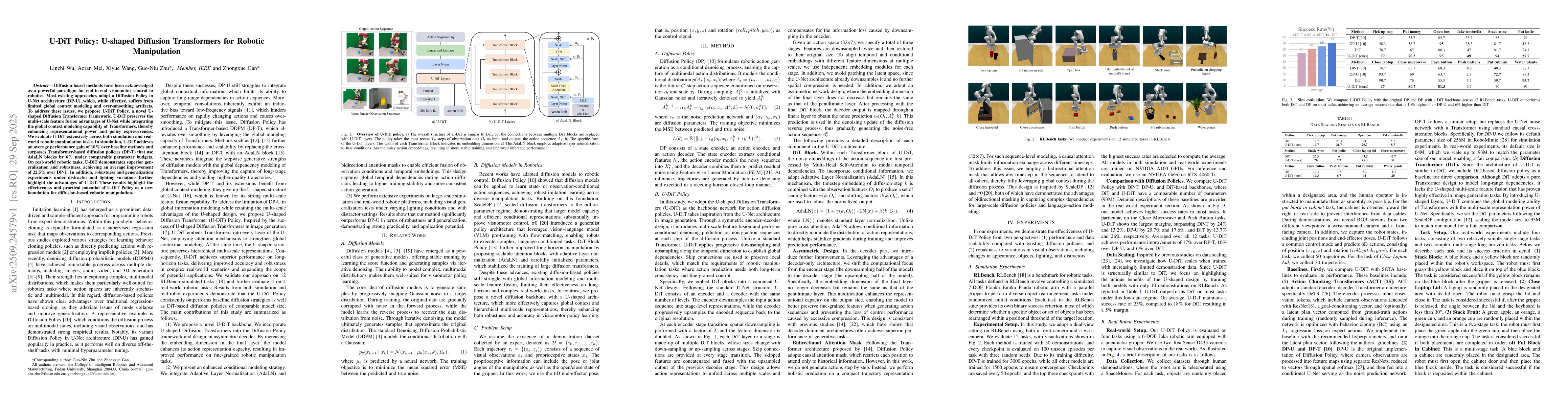 Thumbnail for U-DiT Policy: U-shaped Diffusion Transformers for Robotic Manipulation