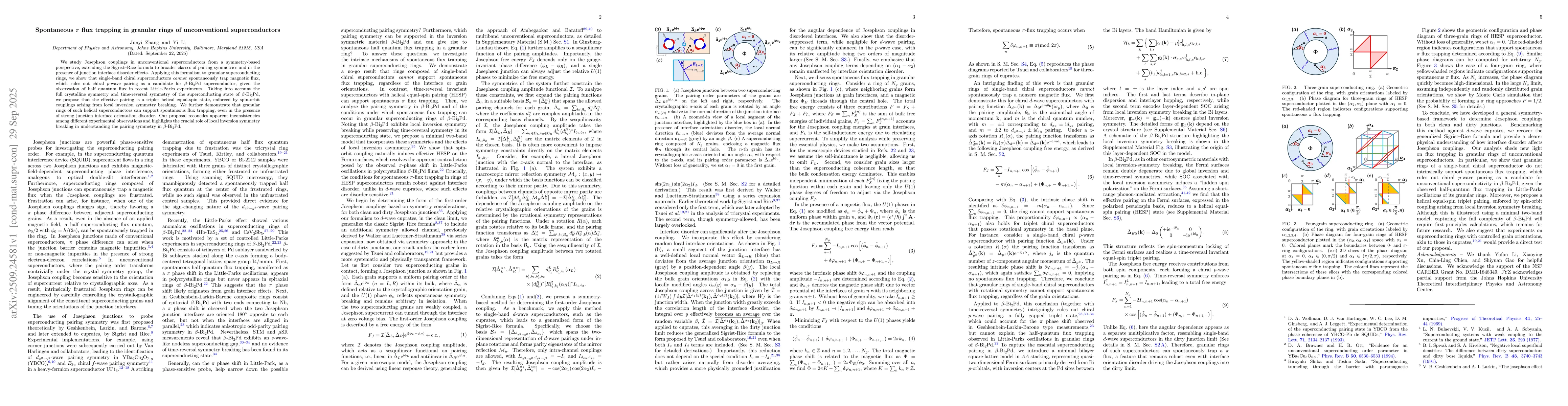 Thumbnail for Spontaneous $π$ flux trapping in granular rings of unconventional
  superconductors