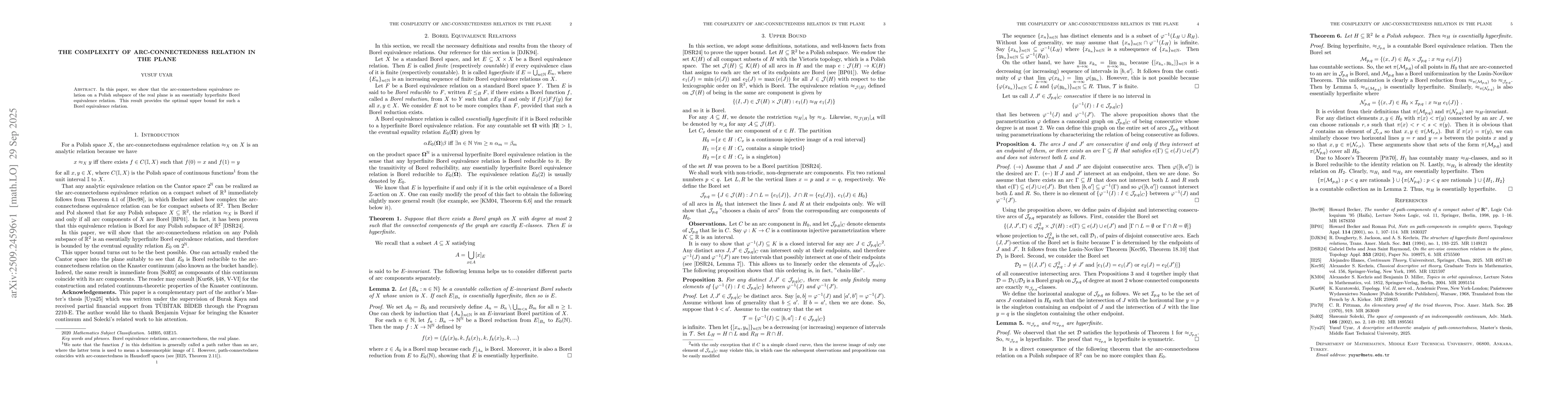 Thumbnail for The Complexity of Arc-Connectedness Relation in the Plane