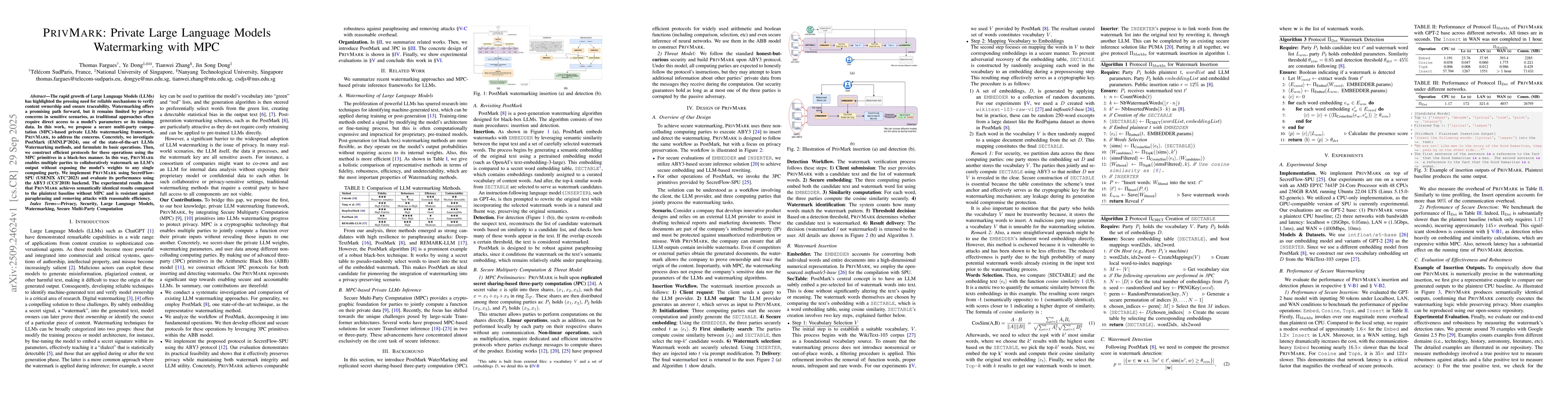 Thumbnail for PRIVMARK: Private Large Language Models Watermarking with MPC