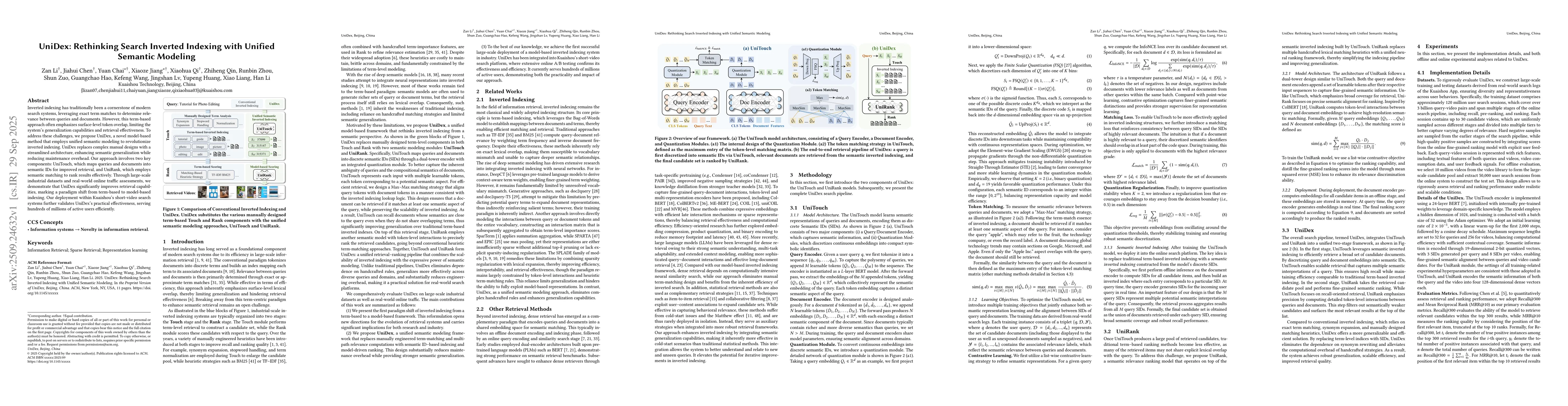 Thumbnail for UniDex: Rethinking Search Inverted Indexing with Unified Semantic
  Modeling