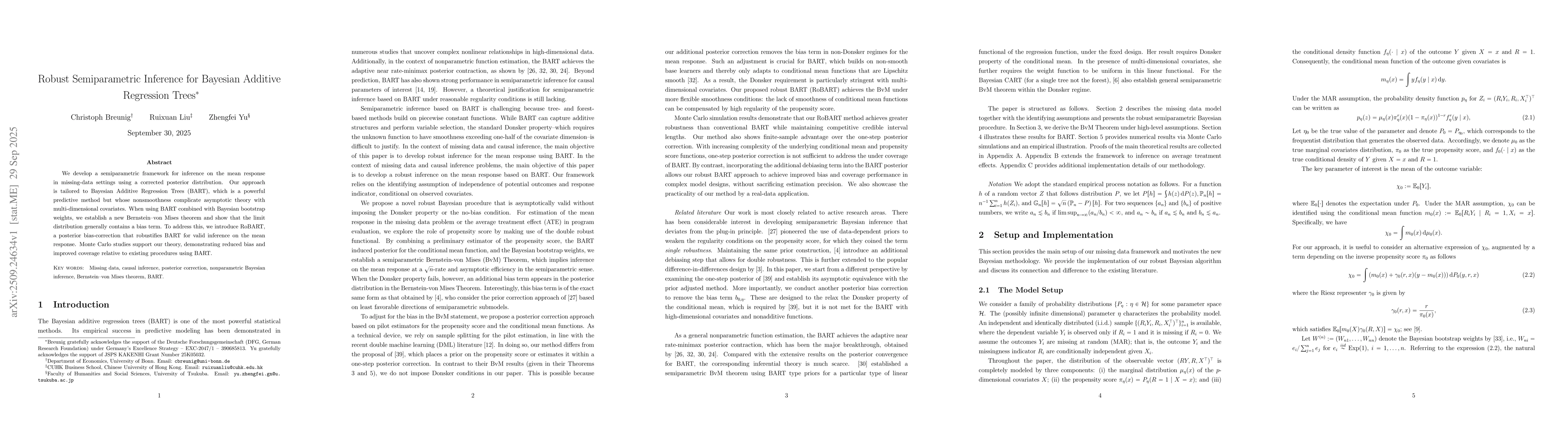 Thumbnail for Robust Semiparametric Inference for Bayesian Additive Regression Trees