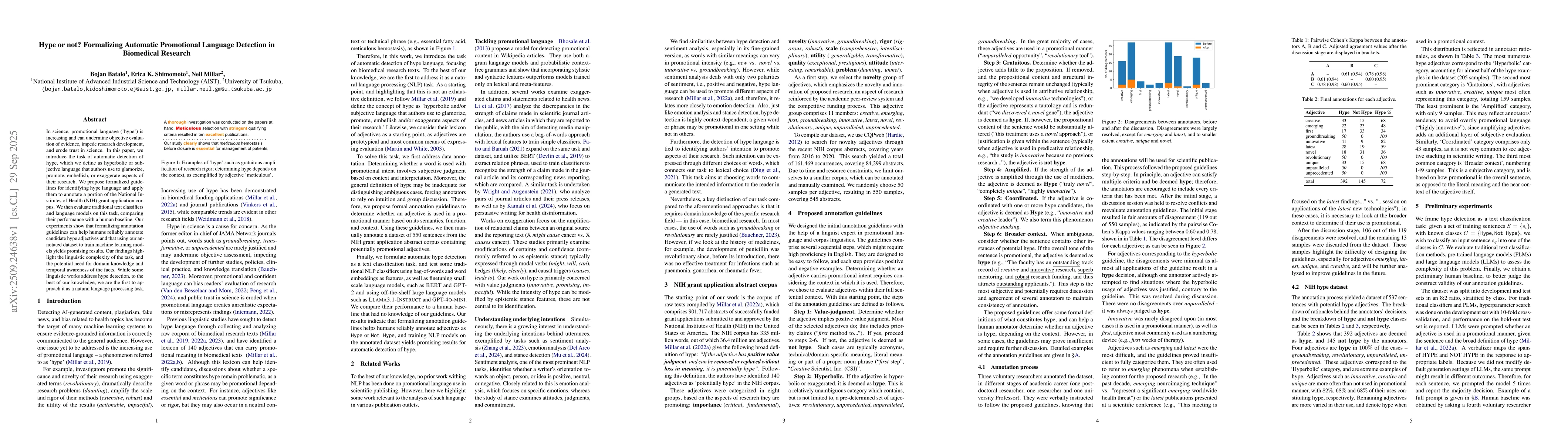 Thumbnail for Hype or not? Formalizing Automatic Promotional Language Detection in
  Biomedical Research