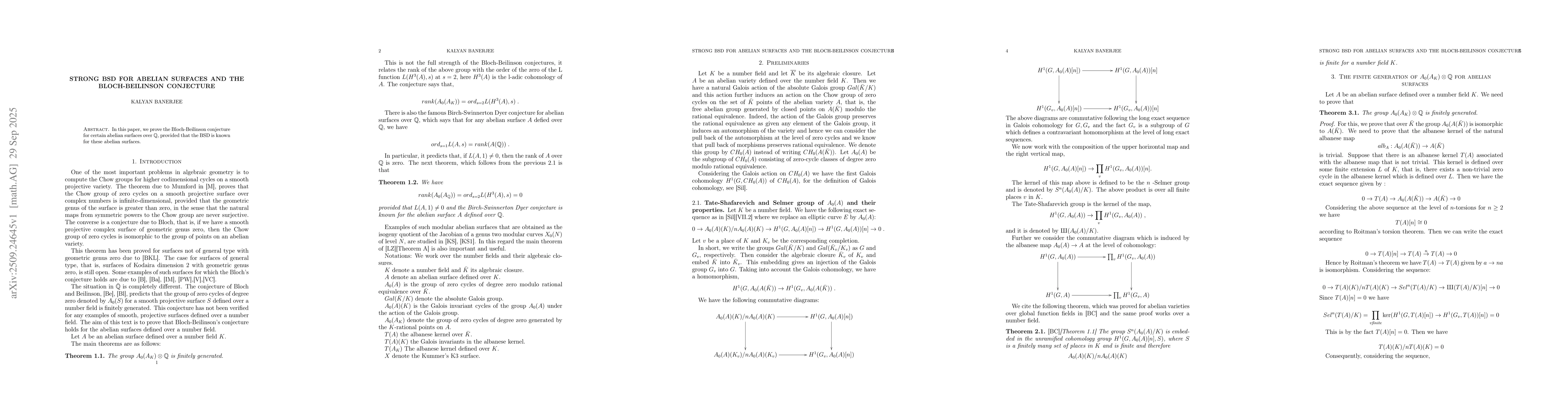 Thumbnail for Strong BSD for abelian surfaces and the Bloch-Beilinson conjecture