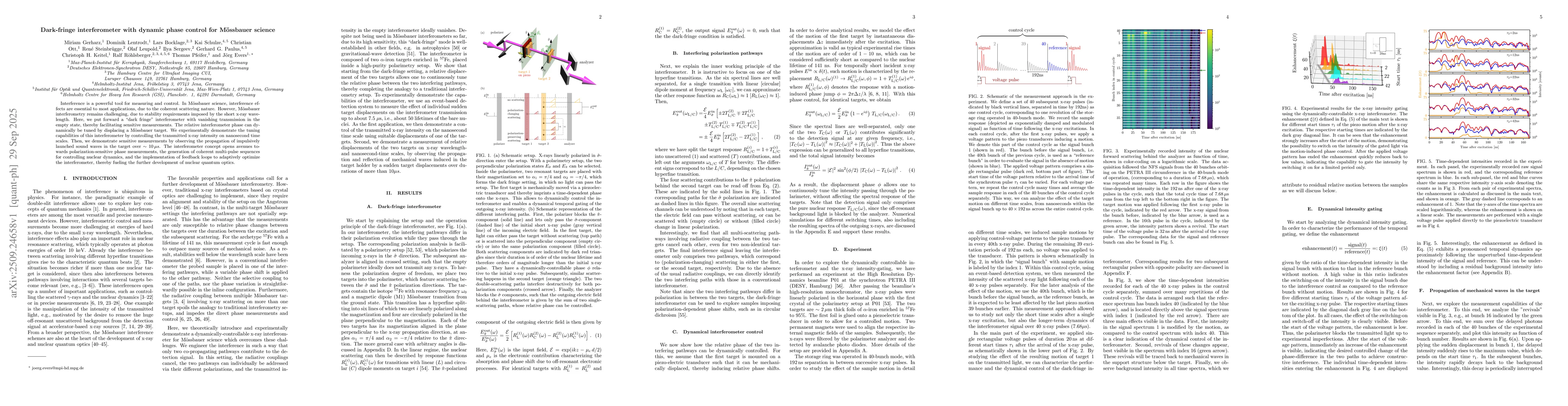 Thumbnail for Dark-fringe interferometer with dynamic phase control for Mössbauer
  science