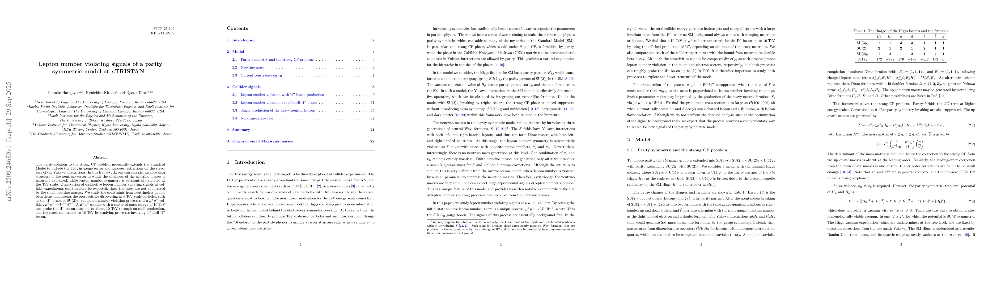 Thumbnail for Lepton number violating signals of a parity symmetric model at
  $μ$TRISTAN