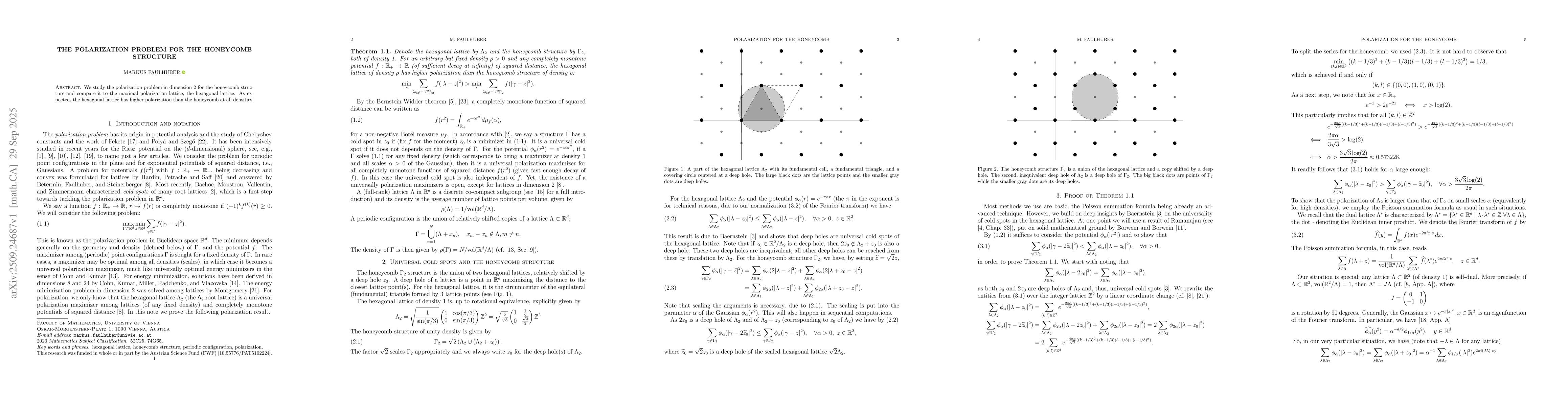 Thumbnail for The polarization problem for the honeycomb structure
