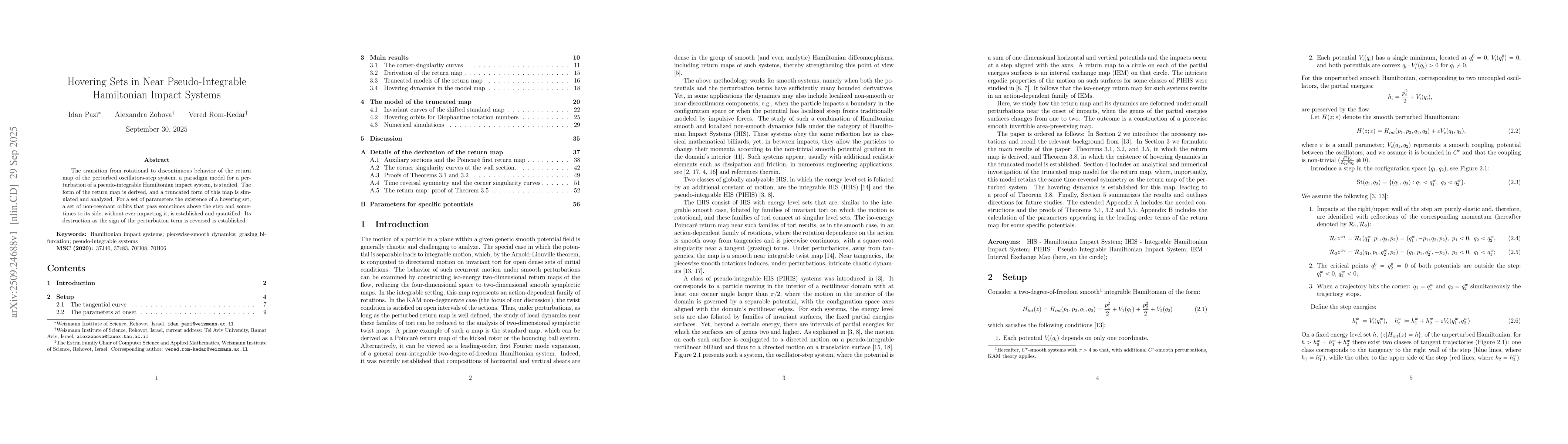 Thumbnail for Hovering Sets in Near Pseudo-Integrable Hamiltonian Impact Systems