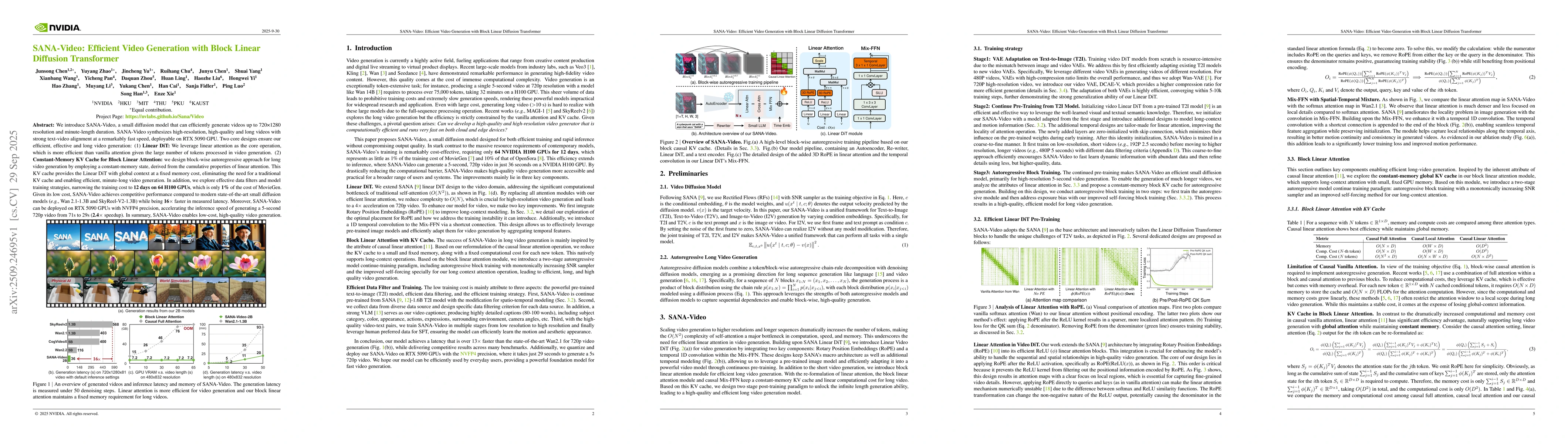 Thumbnail for SANA-Video: Efficient Video Generation with Block Linear Diffusion
  Transformer