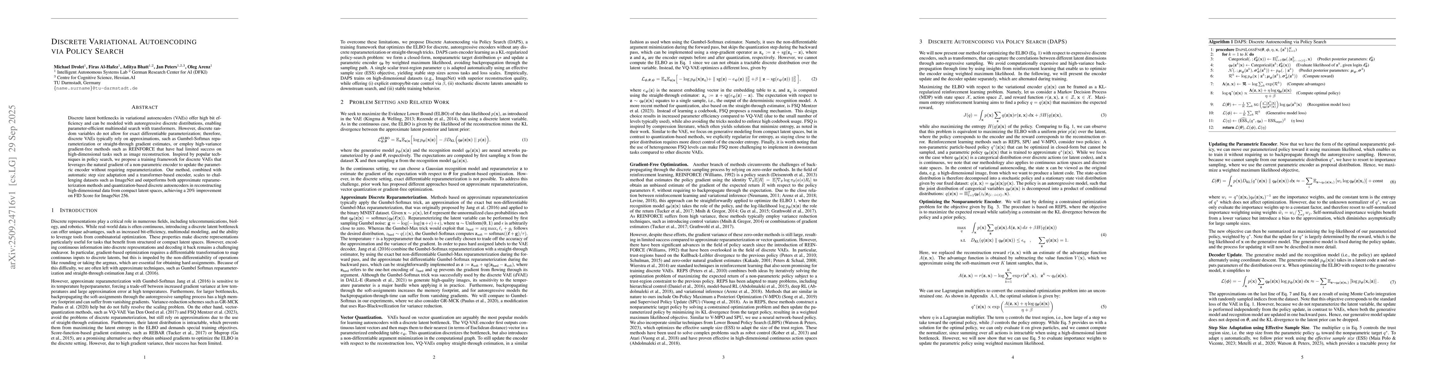 Thumbnail for Discrete Variational Autoencoding via Policy Search