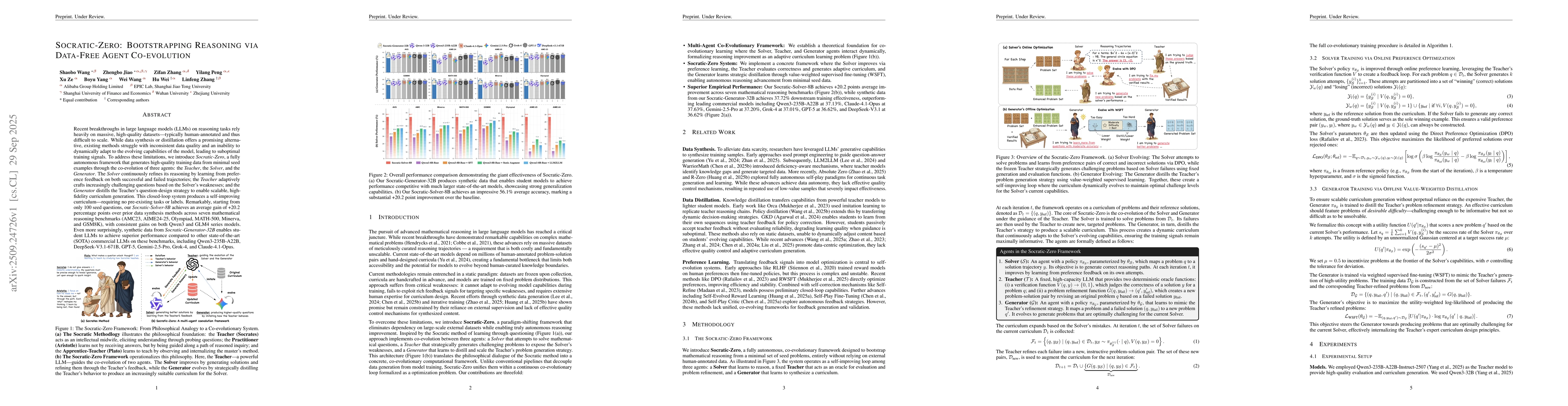 Thumbnail for Socratic-Zero : Bootstrapping Reasoning via Data-Free Agent Co-evolution