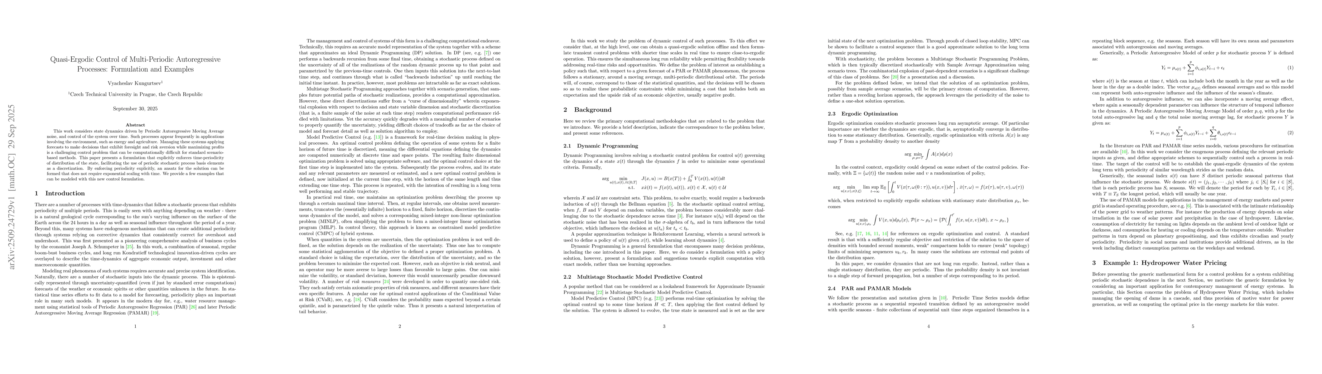 Thumbnail for Quasi-Ergodic Control of Multi-Periodic Autoregressive Processes:
  Formulation and Examples