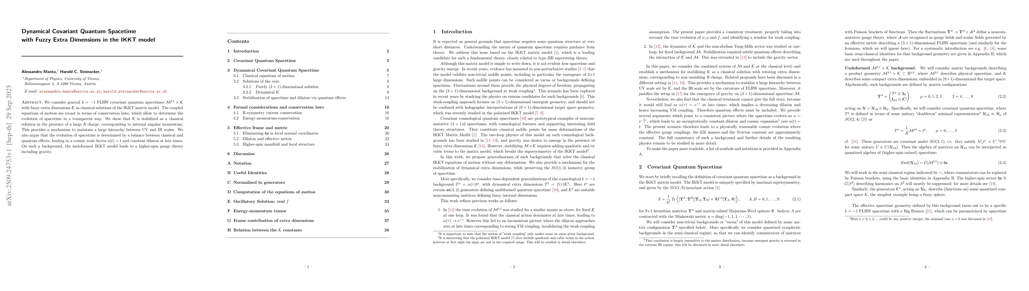 Thumbnail for Dynamical Covariant Quantum Spacetime with Fuzzy Extra Dimensions in the
  IKKT model