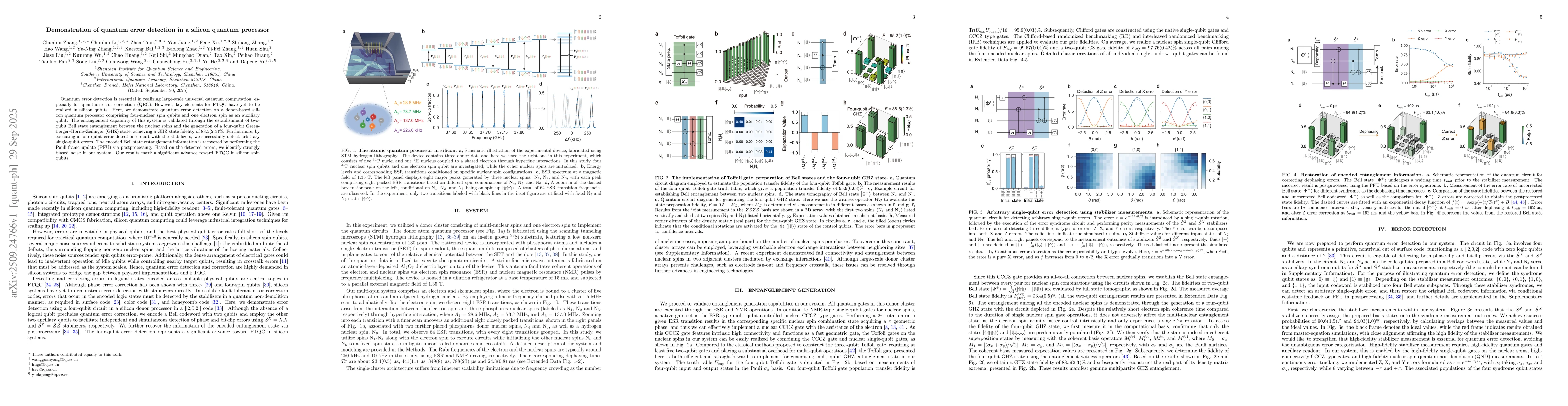 Thumbnail for Demonstration of quantum error detection in a silicon quantum processor