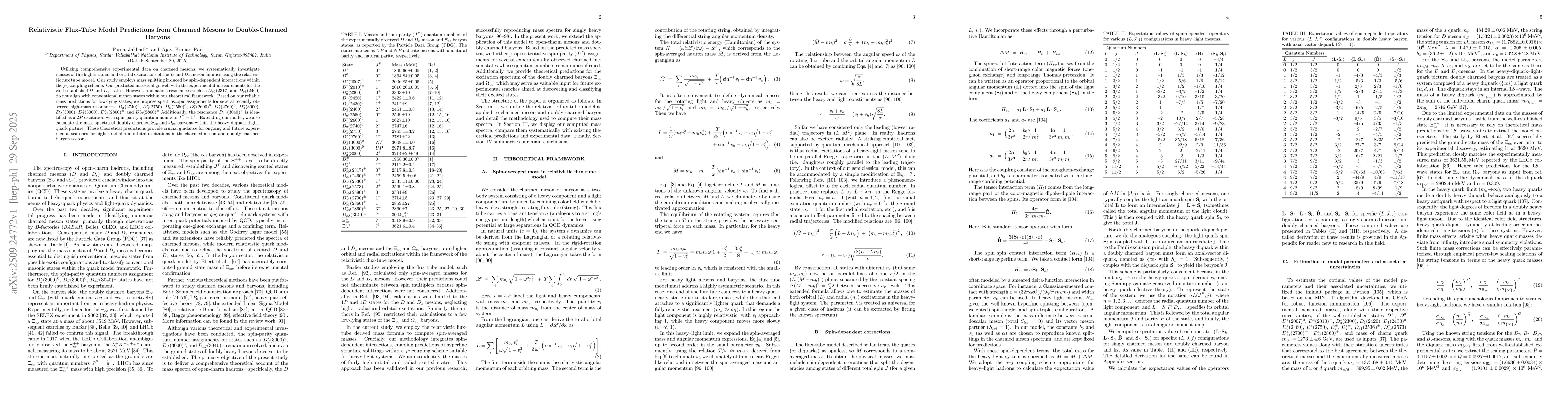 Thumbnail for Relativistic Flux Tube Model Predictions from Charmed Mesons to
  Double-Charmed Baryons