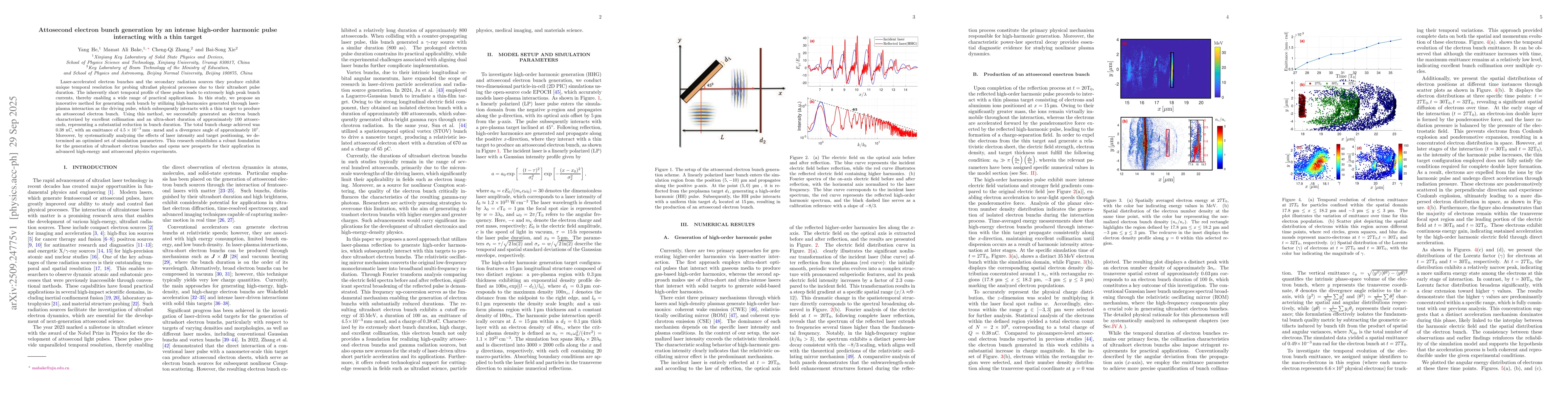 Thumbnail for Attosecond electron bunch generation by an intense high-order harmonic
  pulse interacting with a thin target