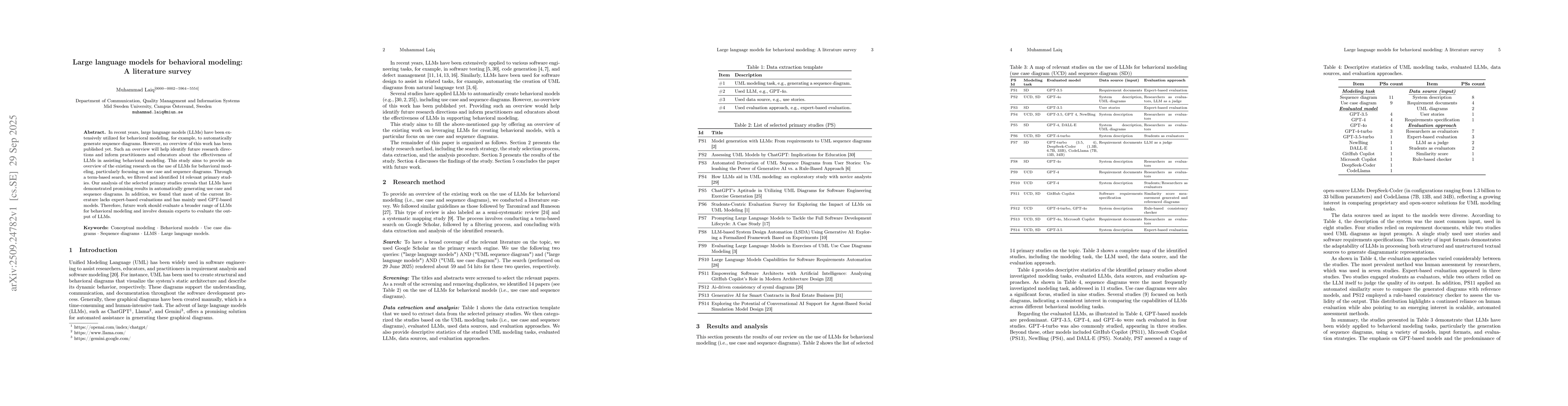 Thumbnail for Large language models for behavioral modeling: A literature survey