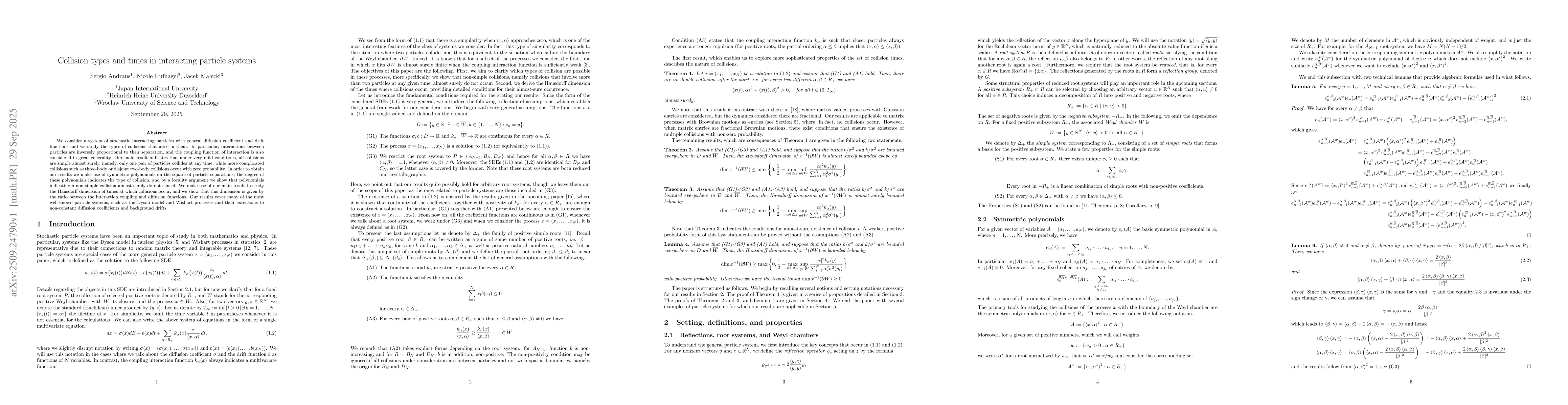 Thumbnail for Collision types and times in interacting particle systems