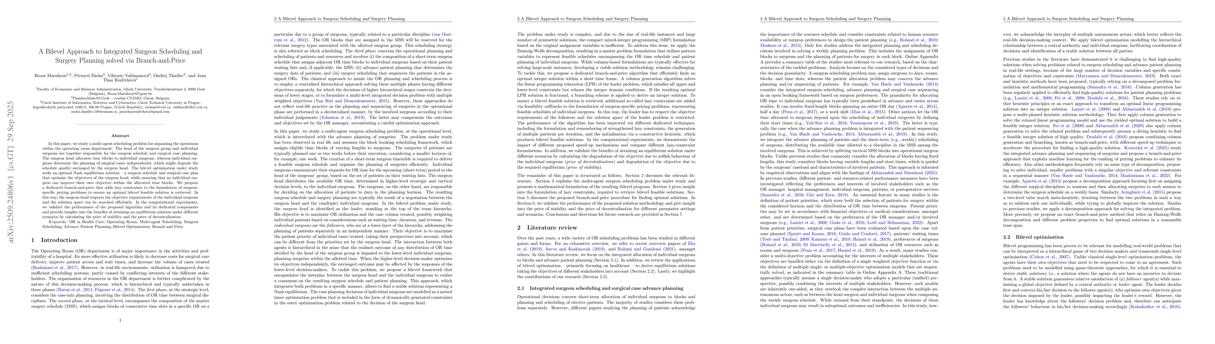 Thumbnail for A Bilevel Approach to Integrated Surgeon Scheduling and Surgery Planning
  solved via Branch-and-Price