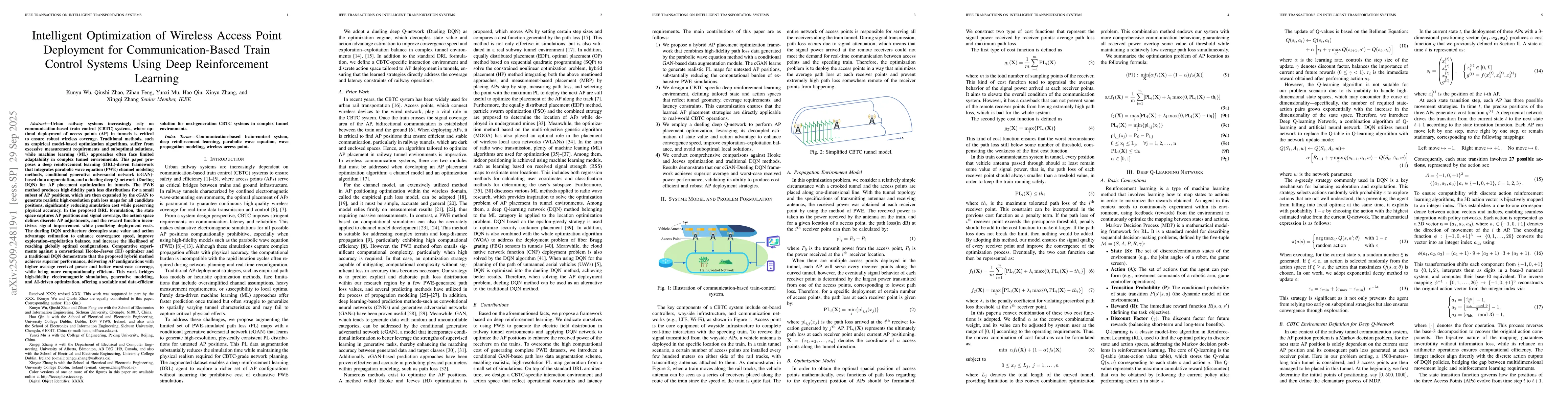 Thumbnail for Intelligent Optimization of Wireless Access Point Deployment for
  Communication-Based Train Control Systems Using Deep Reinforcement Learning