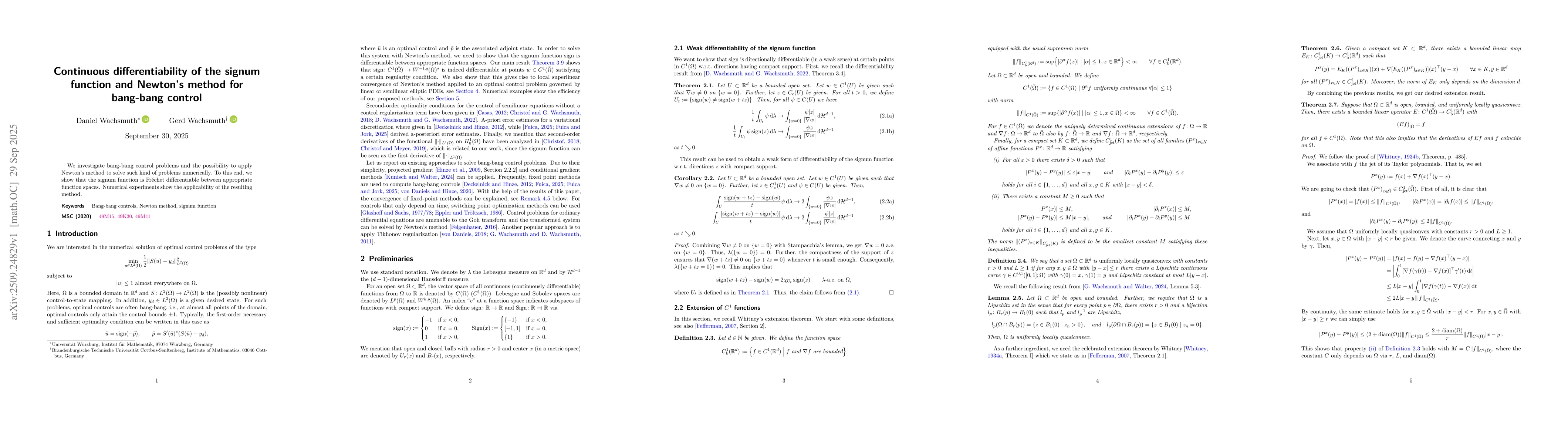 Thumbnail for Continuous differentiability of the signum function and Newton's method
  for bang-bang control