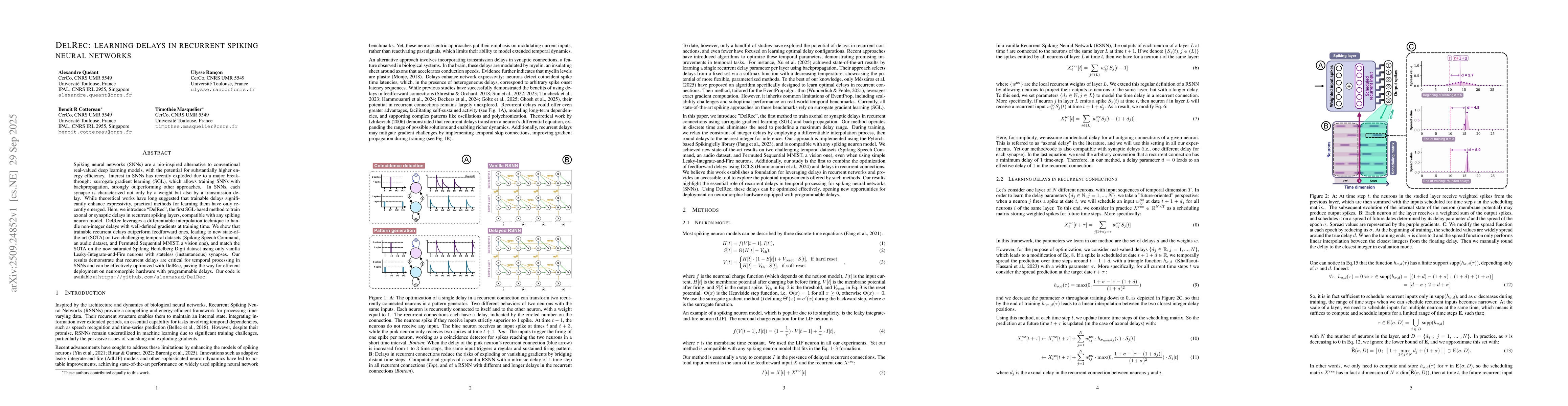 Thumbnail for DelRec: learning delays in recurrent spiking neural networks