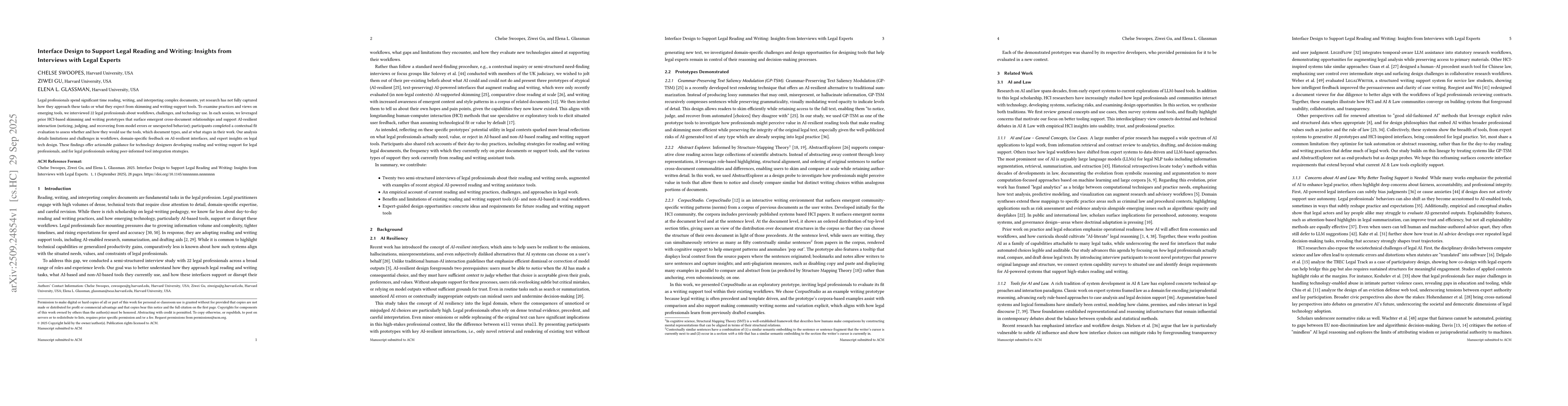 Thumbnail for Interface Design to Support Legal Reading and Writing: Insights from
  Interviews with Legal Experts
