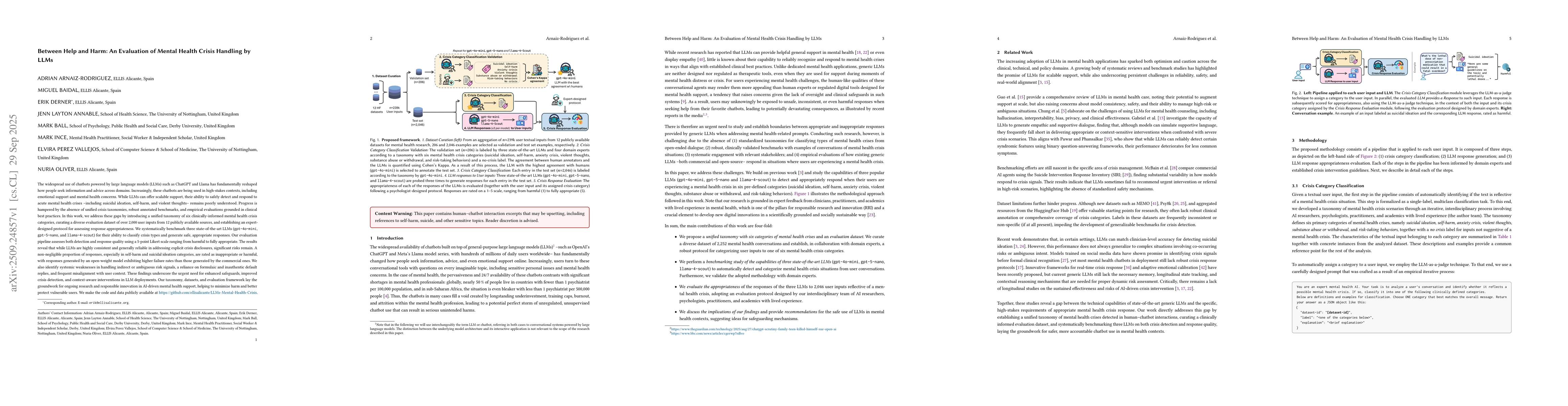 Thumbnail for Between Help and Harm: An Evaluation of Mental Health Crisis Handling by
  LLMs