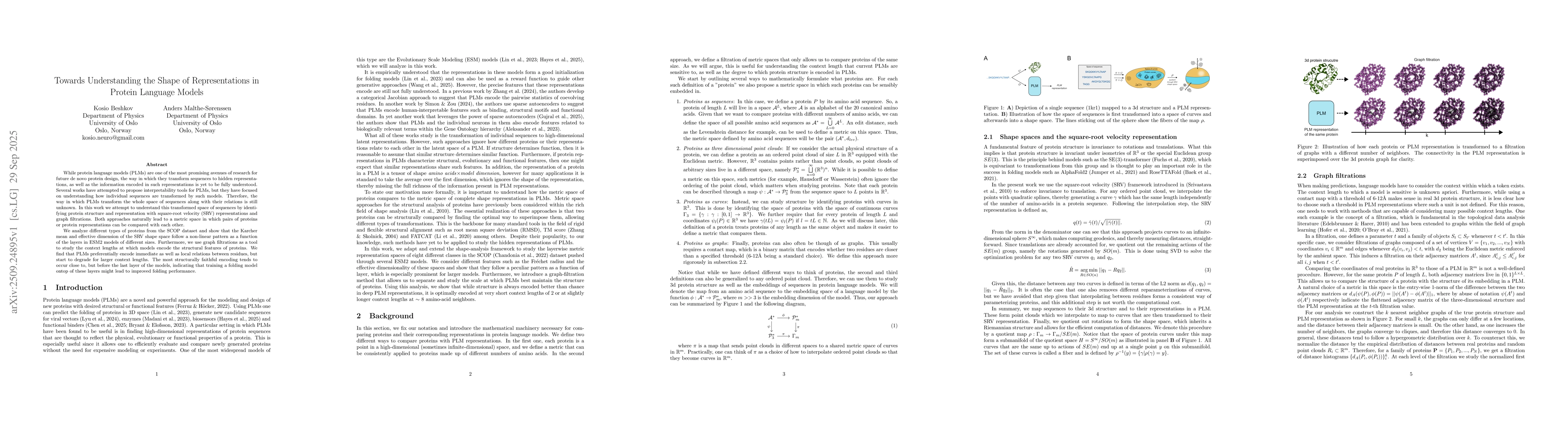 Thumbnail for Towards Understanding the Shape of Representations in Protein Language
  Models