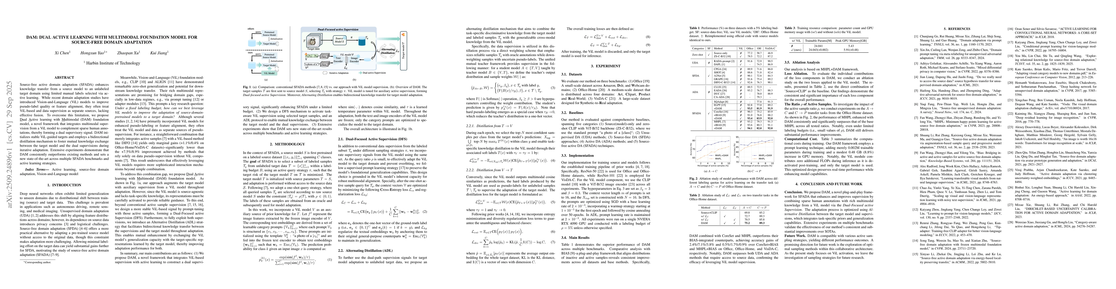 Thumbnail for DAM: Dual Active Learning with Multimodal Foundation Model for
  Source-Free Domain Adaptation