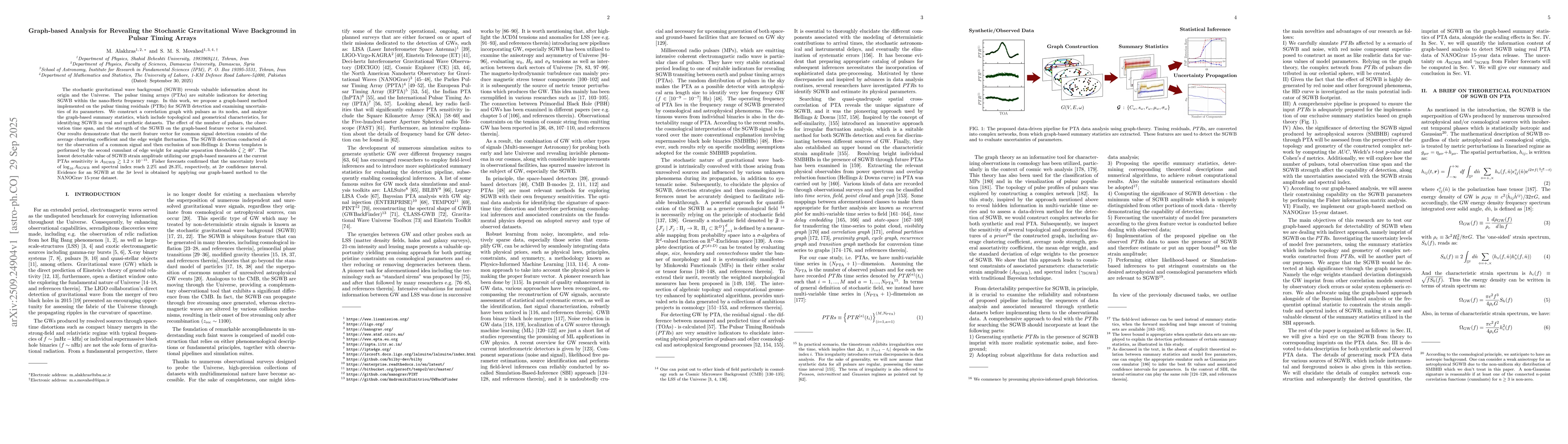 Thumbnail for Graph-based Analysis for Revealing the Stochastic Gravitational Wave
  Background in Pulsar Timing Arrays