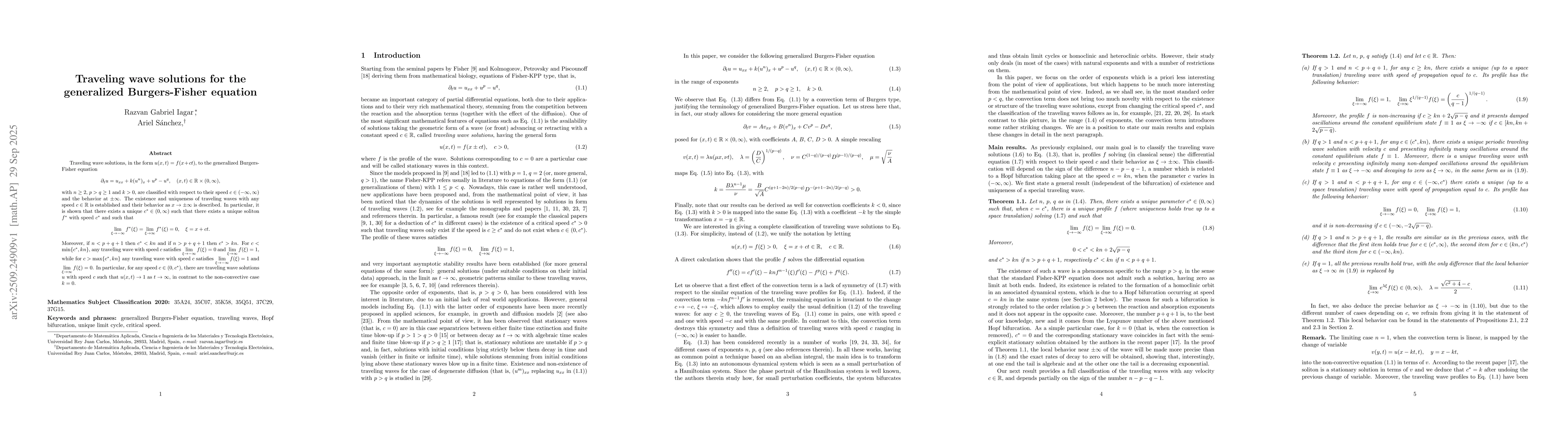 Thumbnail for Traveling wave solutions for the generalized Burgers-Fisher equation