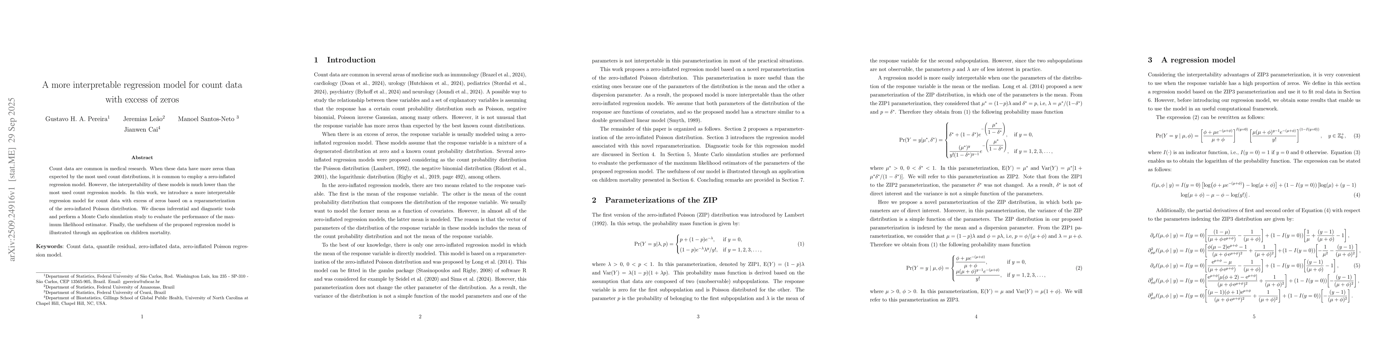 Thumbnail for A more interpretable regression model for count data with excess of
  zeros