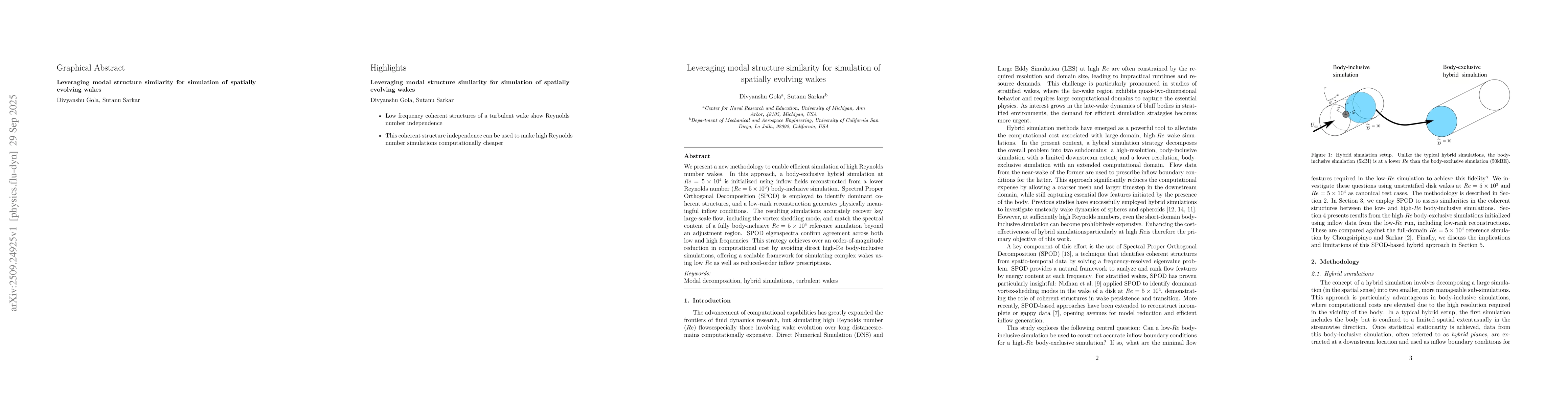 Thumbnail for Leveraging modal structure similarity for simulation of spatially
  evolving wakes
