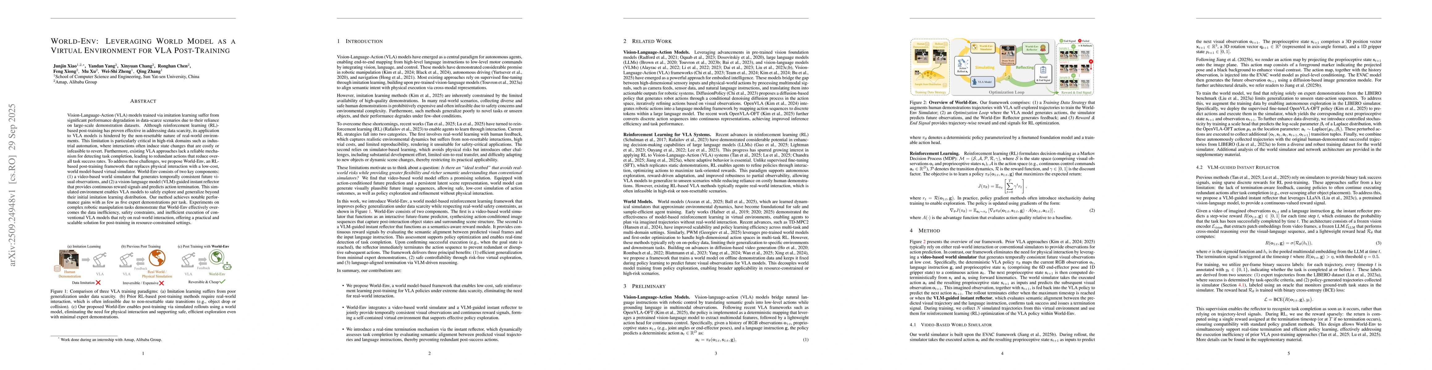 Thumbnail for World-Env: Leveraging World Model as a Virtual Environment for VLA
  Post-Training