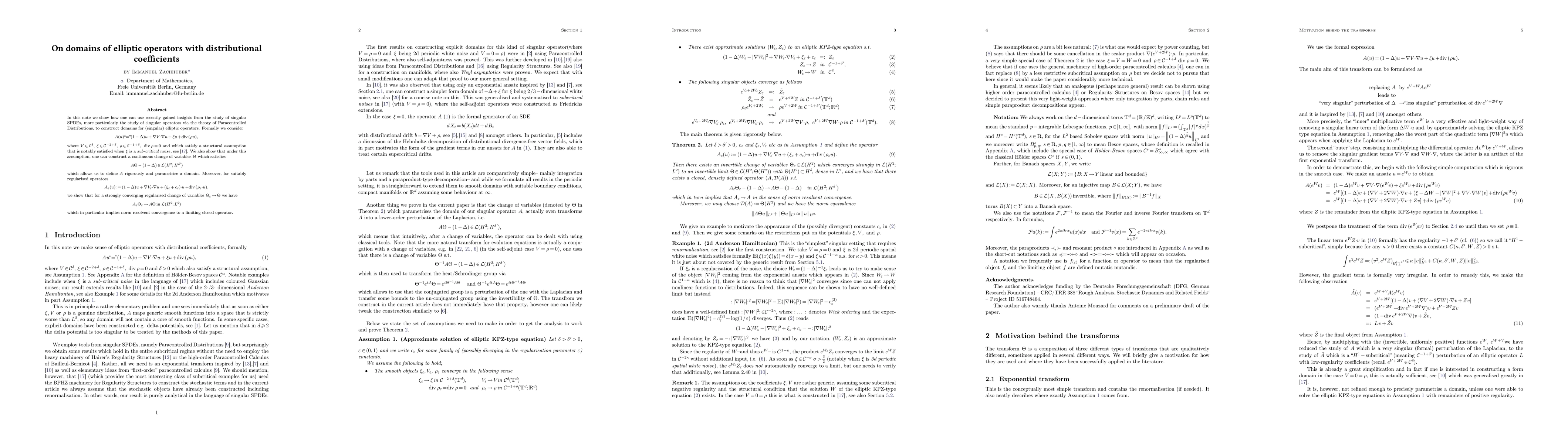 Thumbnail for On domains of elliptic operators with distributional coefficients