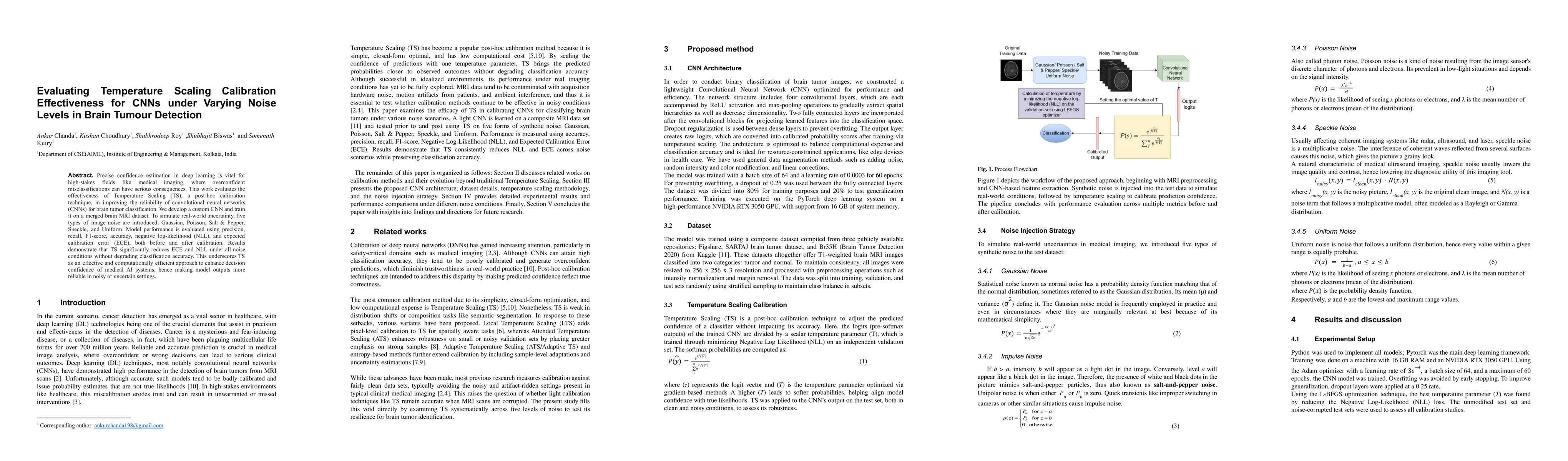 Thumbnail for Evaluating Temperature Scaling Calibration Effectiveness for CNNs under
  Varying Noise Levels in Brain Tumour Detection
