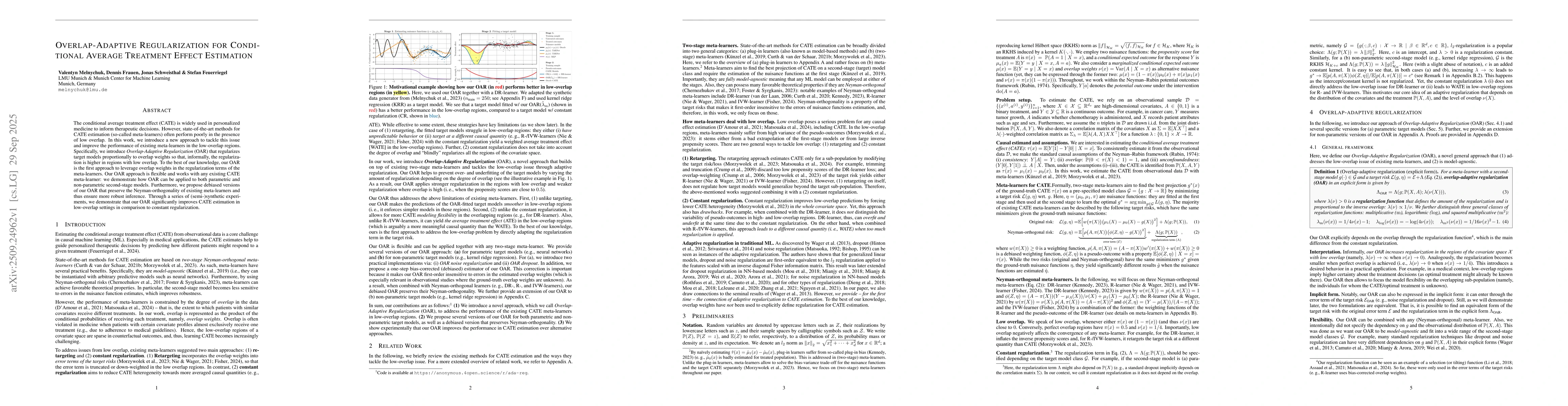 Thumbnail for Overlap-Adaptive Regularization for Conditional Average Treatment Effect
  Estimation