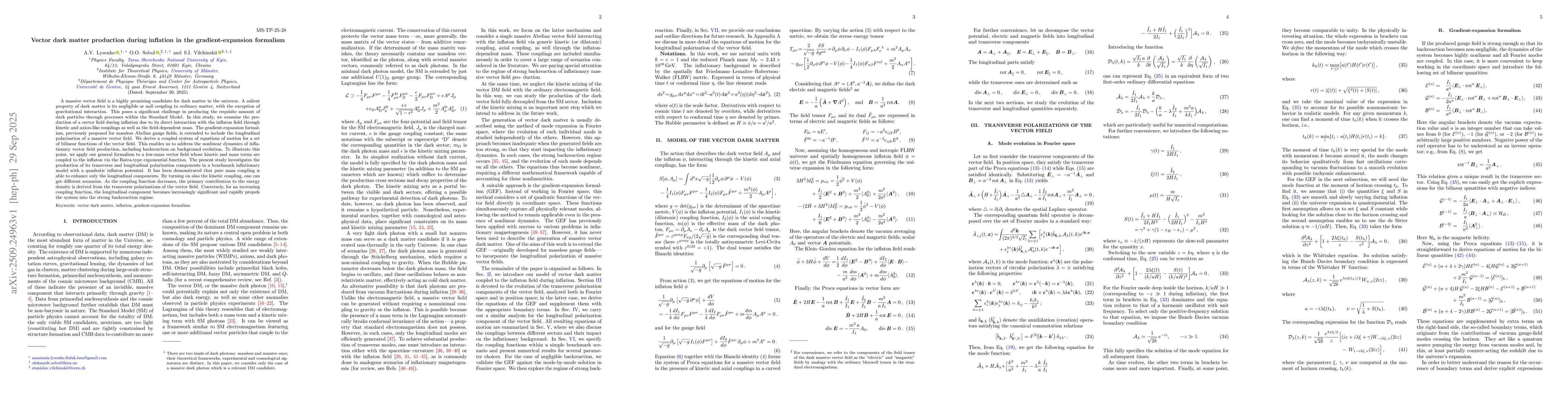 Thumbnail for Vector dark matter production during inflation in the gradient-expansion
  formalism