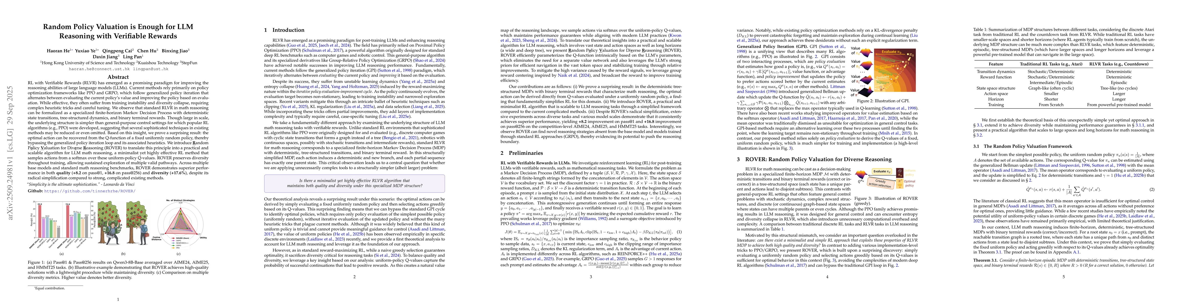 Thumbnail for Random Policy Valuation is Enough for LLM Reasoning with Verifiable
  Rewards